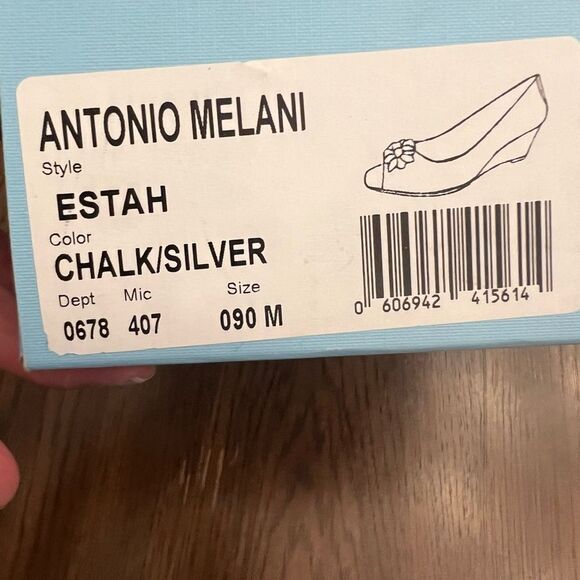ANTONIO MELANI Estah Silver wedge Heels with Crystal Accents. Size 9 M. - Picture 4 of 12